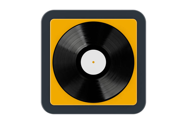 Black Vinyl Record como Touchpoint Web Icon Button. Renderização 3d
 - Foto, Imagem