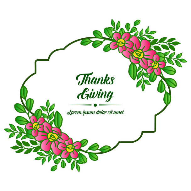 Kaart Thanksgiving, met decoratieve van vintage roze bloem frame. Vector - Vector, afbeelding