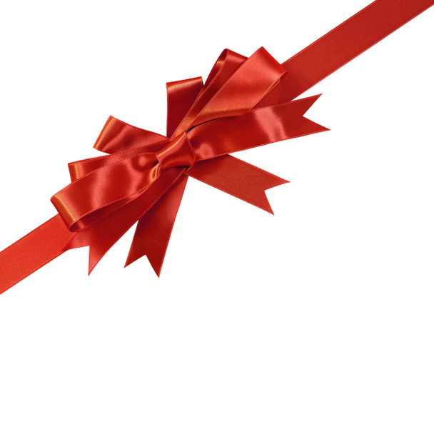 Sarok átlós piros orr ajándék szalag elszigetelt fehér  - Fotó, kép