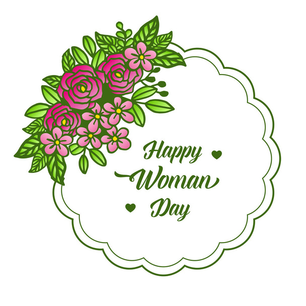Decoration banner of happy woman day, with crowd of colorful flower frame. Vector - Vetor, Imagem