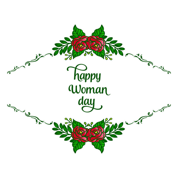 Davet kartı mutlu kadın gün, zarif kırmızı gül çiçek çerçeve ile. Vektör - Vektör, Görsel