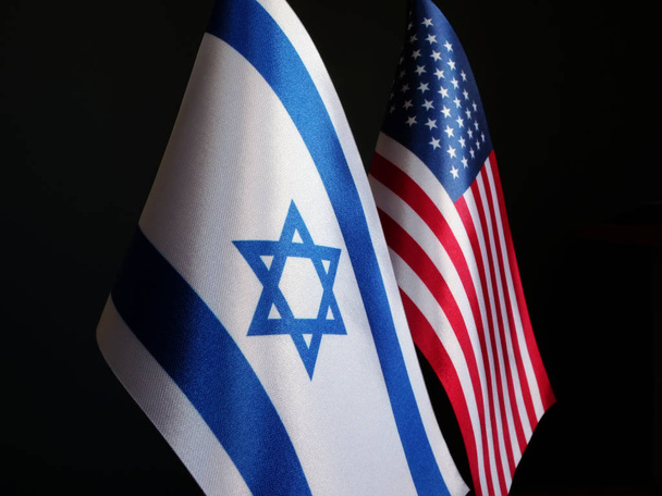 Σημαίες του Ισραήλ και των Ηνωμένων Πολιτειών της Αμερικής. - Φωτογραφία, εικόνα