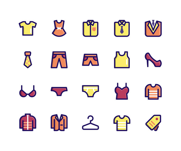 Clothing Filled Line Icons - Vector, Image