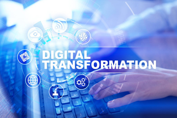 Digitális átalakítás, digitalizálás, üzleti folyamatok és a modern technológia fogalmának. - Fotó, kép