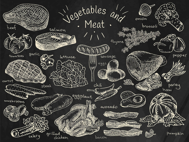 Menú de carne y verduras
 - Vector, Imagen