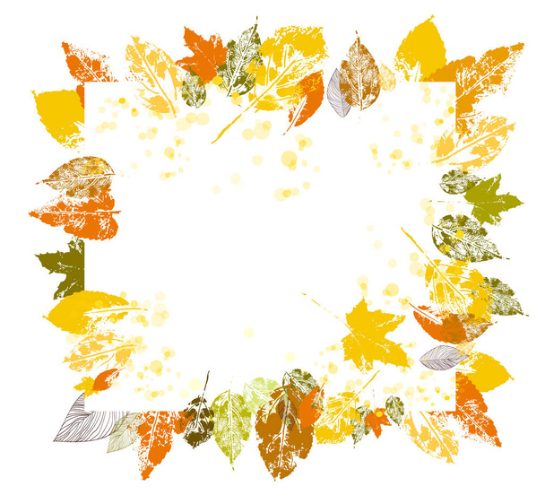 Рамка осенних листьев. Векторная иллюстрация - Вектор,изображение