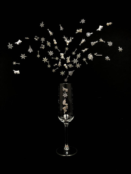 Firework with different snowflakes from glass. - Foto, immagini