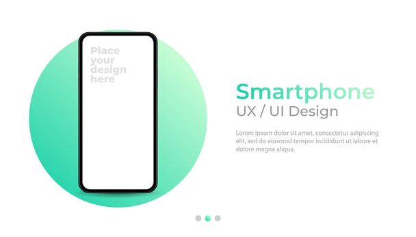 Smartphone with blank screen banner, mockup. Template for UI design interface. - Vector, Image