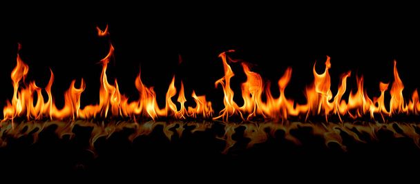 Fire flames on abstract art black background - Photo, Image