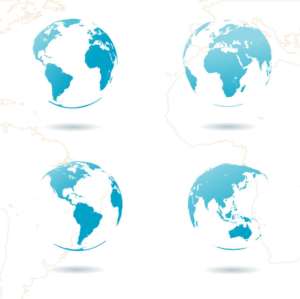 Set van aarde globes - Vector, afbeelding