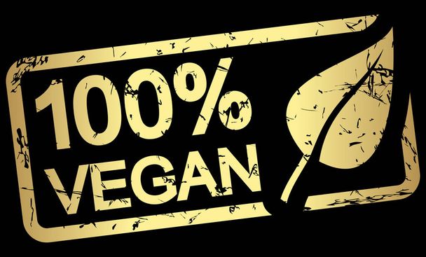 altın damga % 100 vegan - Vektör, Görsel