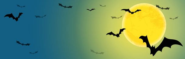 halloween bats in front of full moon - Vector, Image