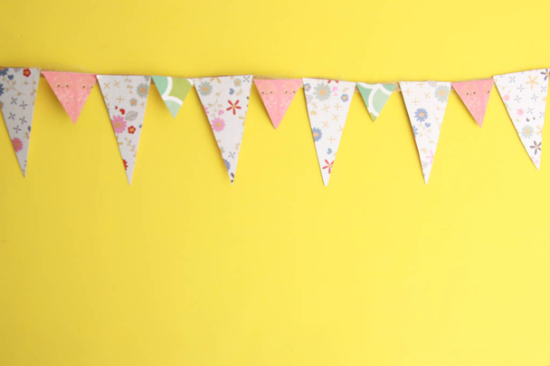 colorful party flags and triangular shape - Foto, immagini