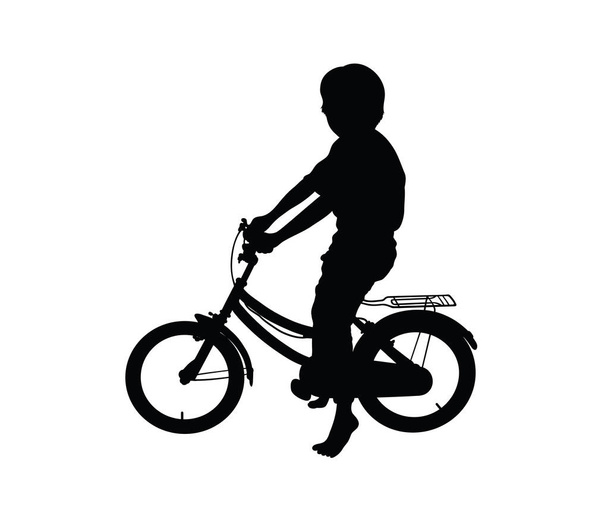 Silhouette von Kindern, die Fahrräder spielen, Kunst-Vektordesign  - Vektor, Bild