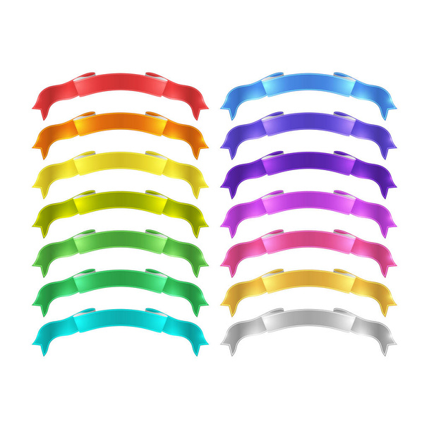 isolated vector colored satin ribbons set - Vecteur, image