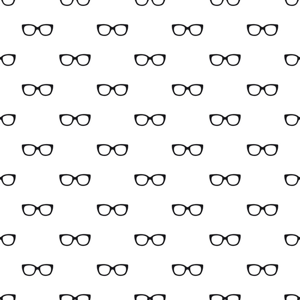 Fekete szemüveg szemek varrás nélküli mintázat-ra fehér háttér. Szemüveget. Vektoros illusztráció. Divatháttér minimális designnal. - Vektor, kép