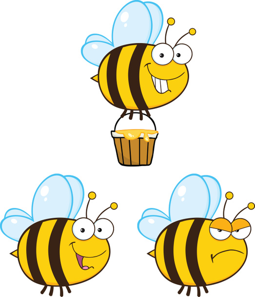 Cute Bee Cartoon Characters. Set Collection 5 - Photo, Image