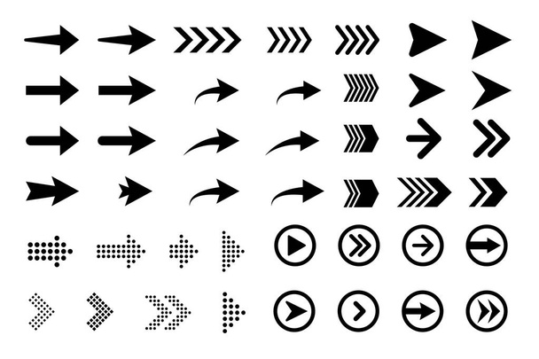 Set of new style black vector arrows isolated on white. Arrow vector icon. Arrows vector illustration collection - Vektör, Görsel
