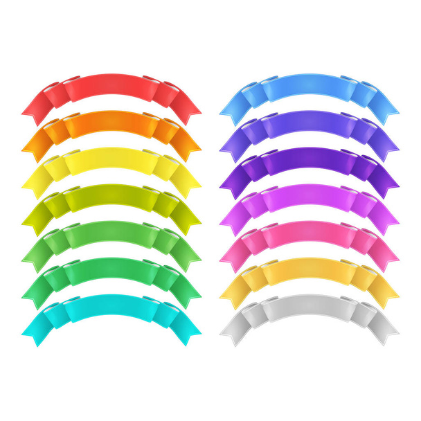 isolated vector colored satin ribbons set - Vecteur, image
