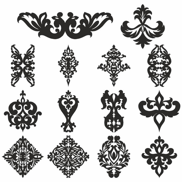 Set of ornamental vector damask illustrations for design - Vector, imagen