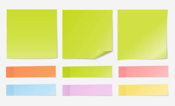 Post note label light green paper on gray background with multi color index set-Vector Illustration
 - Vetor, Imagem