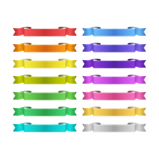 isolated vector colored satin ribbons set - ベクター画像