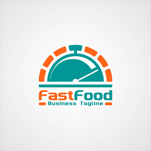 ファーストフードサービスレストランまたはファーストフードデリバリーサービスレストランのロゴのためのファーストフードロゴ - ベクター画像