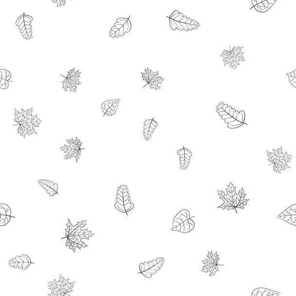 abstract vector doodle autumn leaves seamless pattern - Vecteur, image