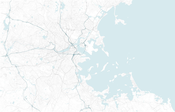 Mapa de satélite de Boston e arredores, Usa. Mapa estradas, anel estradas e rodovias, rios, linhas ferroviárias. Mapa dos transportes
 - Vetor, Imagem