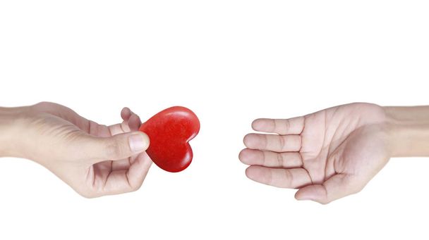 Hände mit rotem Herz, Herzgesundheit und Spendekonzept - Foto, Bild