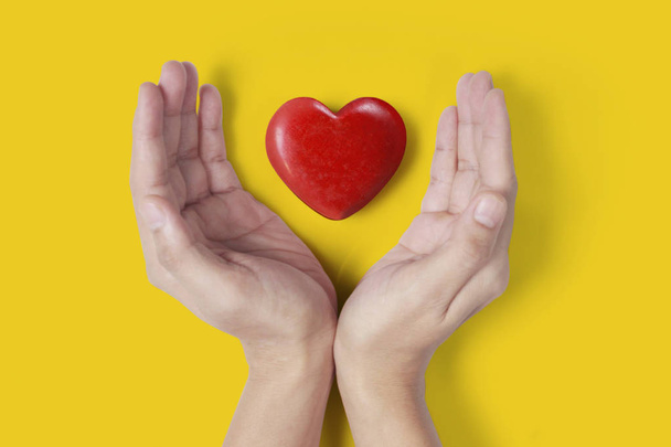 Hands holding  red heart, heart health, and donation concept - Zdjęcie, obraz