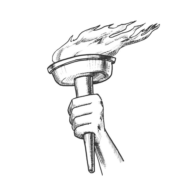 Soihtu käsi pidä Olympic Burning Stick Retro vektori
 - Vektori, kuva