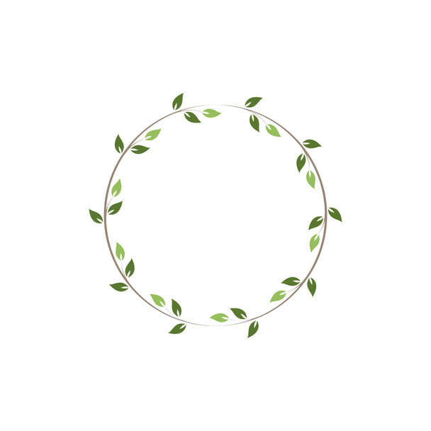 Vintage floral round frames. Green decorative circular ivy wreath. Vector illustration - Vektör, Görsel