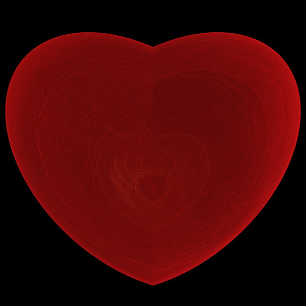 Heart fractal on the black background - Foto, afbeelding