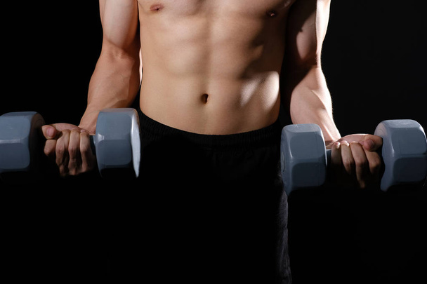 athletic muscular bodybuilder man with naked torso six pack abs  - Fotografie, Obrázek