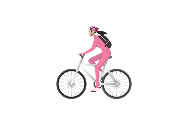 Mujer está montando bicicleta sobre fondo blanco.Vector y aislado
. - Vector, imagen