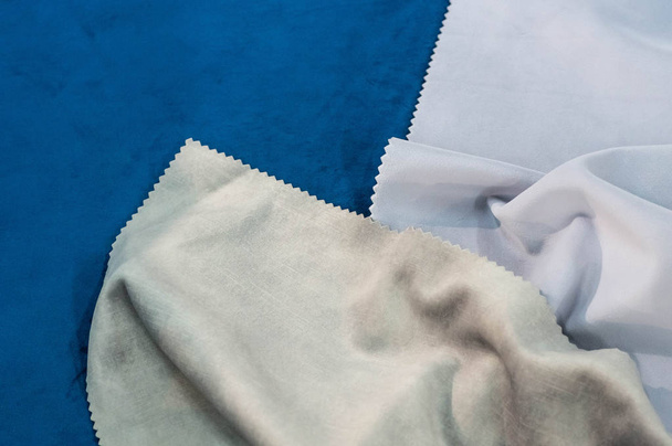 Catalog of multicolored cloth from matting fabric texture background, silk fabric texture - Foto, Bild