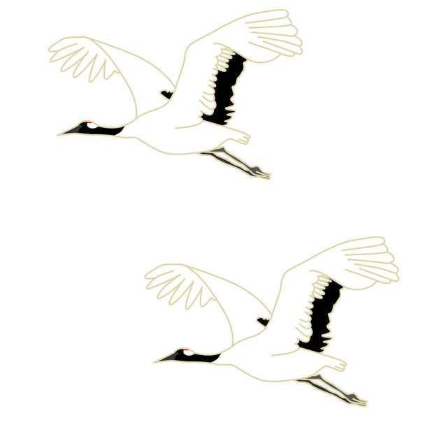 Illustration of two cranes flying. - Vector, afbeelding