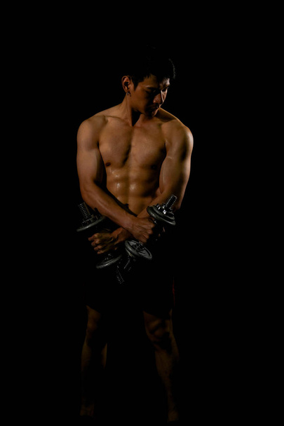 athletic muscular bodybuilder man with naked torso six pack abs  - Fotografie, Obrázek