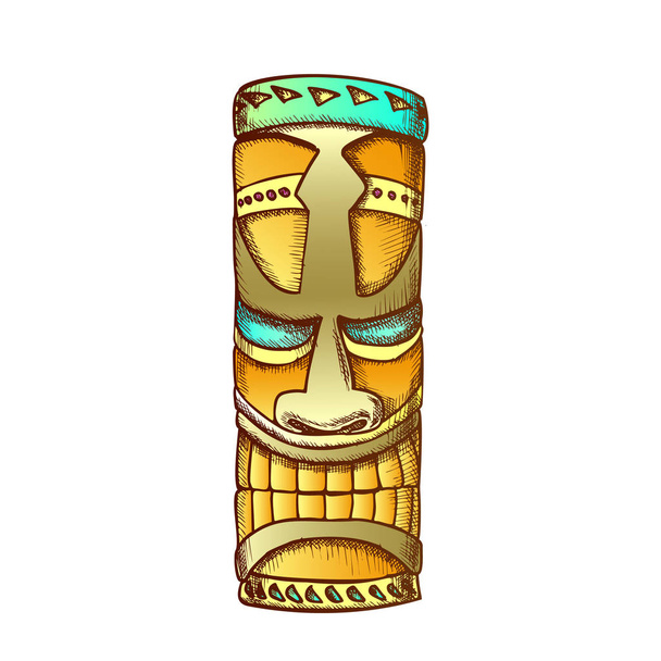 Tiki ídolo hawaiano estatua de madera Color Vector
 - Vector, Imagen