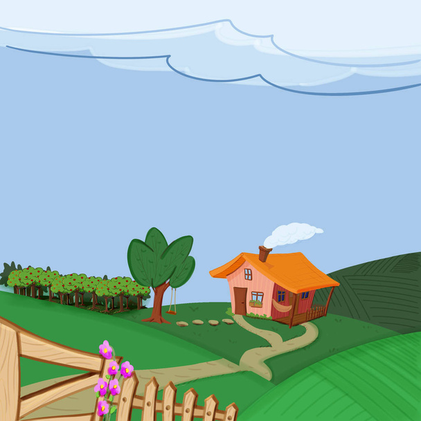 Farm house for children's book - Photo, Image