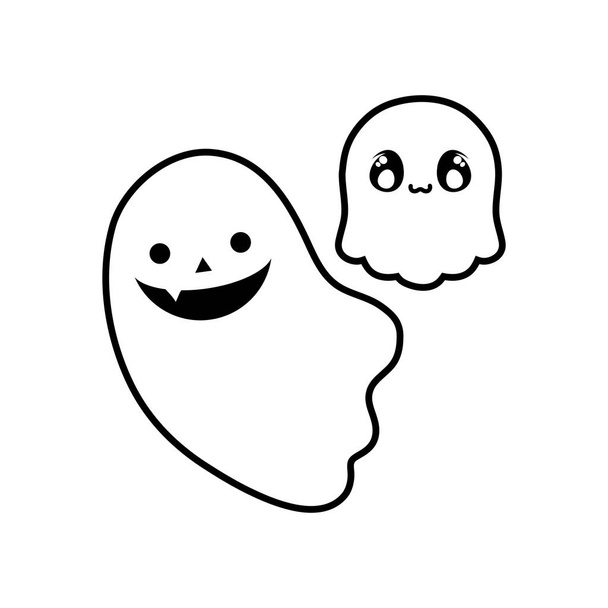Lustiges Halloween-Gespenst auf weißem Hintergrund - Vektor, Bild