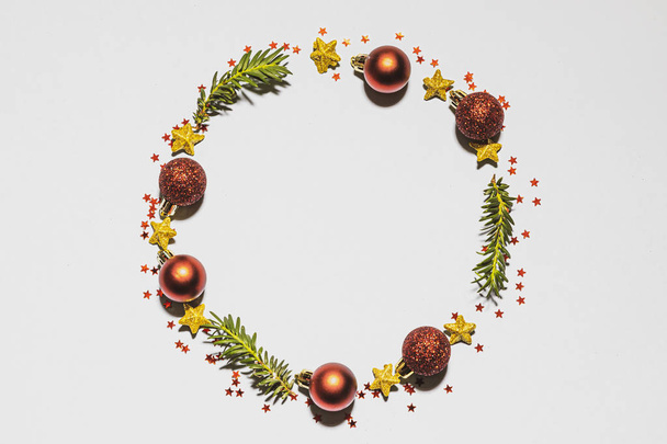 Christmas decoration forming a circle with copy space - Photo, Image