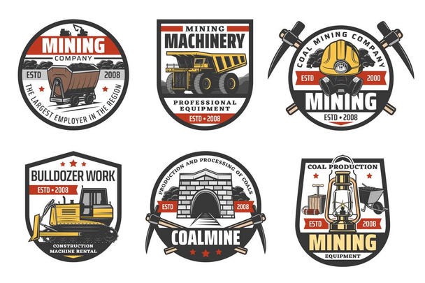 Вугільна шахта, ікони гірничодобувної промисловості
 - Вектор, зображення