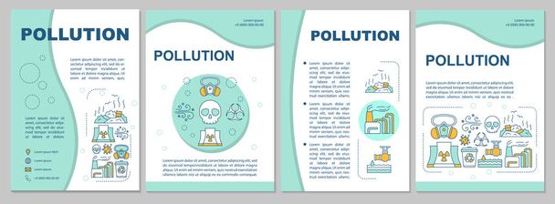 Pollution brochure template. Flyer, booklet, leaflet print, cover design with linear illustrations. Environmental damage. Vector page layouts for magazines, annual reports, advertising posters - Vector, imagen
