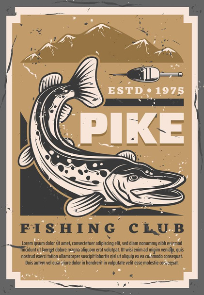 Pike balıkçılık, mücadeleler ve yemler dükkanı - Vektör, Görsel