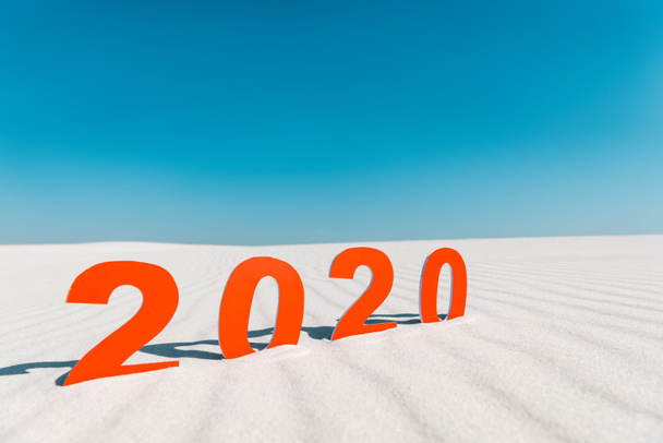 2020 numbers on white sand on beach in Maldives - Photo, Image