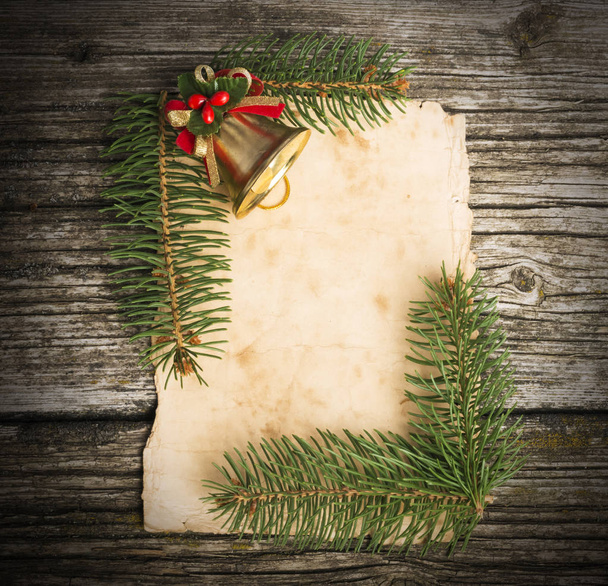 Karácsonyi dekoráció a régi fa háttér - Fotó, kép