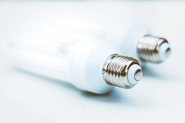 Contact or base of screw (thread) of fluorescent lamp - Energy saving concept - Photo, Image