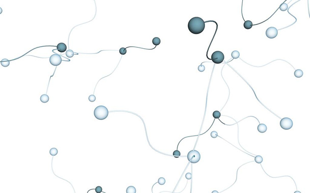 Neural network. Social network. Futuristic dna, deoxyribonucleic acid. Abstract molecule, cell illustration, mycelium. Light background. 3D illustration - Foto, Imagem